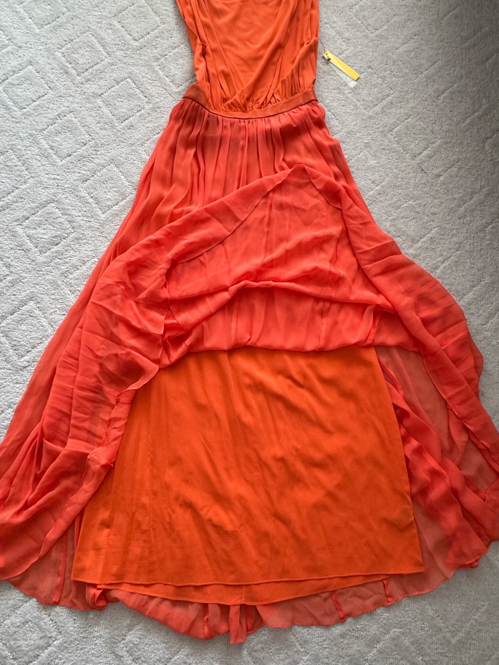 Alice+Olivia by Stacey Bendet Leather Waist Soft Orange Maxi Dress/ Gown/6/NWT - Picture 8 of 17